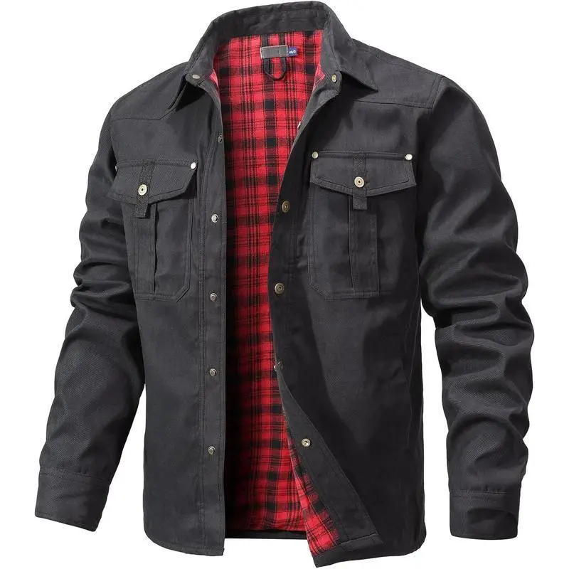 Women's Flannel-Lined Snap-Button Shacket, Longsleeves Casual Western Cowboy Overshirt, Fall Denim Collared Plain Jacket, Black/Beige Biker Fashion Outfit Top, Outfit Tops, Button Up Design, Clothes, Women's Clothes, Long Sleeves