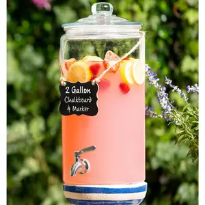 2 Gallon Beverage Serveware with Stainless Steel Spigot + Marker & Chalkboard