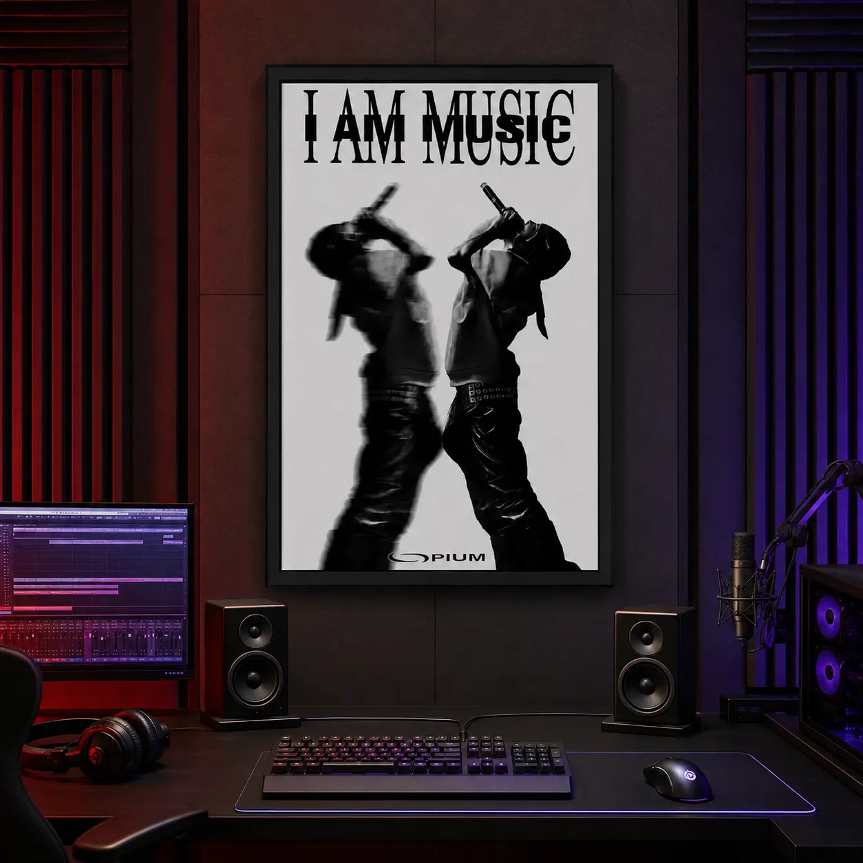 I Am Music Black & White Hip Hop Canvas Wall Art, Blurred Rapper Silhouette Poster, Urban Street Music Print for Bedroom, Home Studio, Dorm or Man Cave, Modern Rap Aesthetic Decor, Trendy Gift for Hip Hop Fans, Music Lovers, DJs, Teens, Men and Collectors