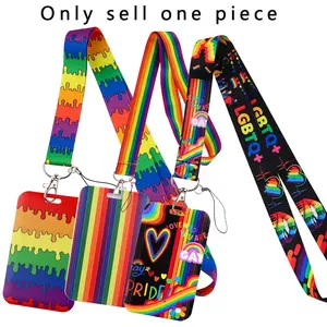 LGBT Rainbow Pride Lanyard for Keys Chain ID Credit Card Cover Pass Mobile Phone Charm Neck Straps Badge Holder Key Ring Accessories Gifts