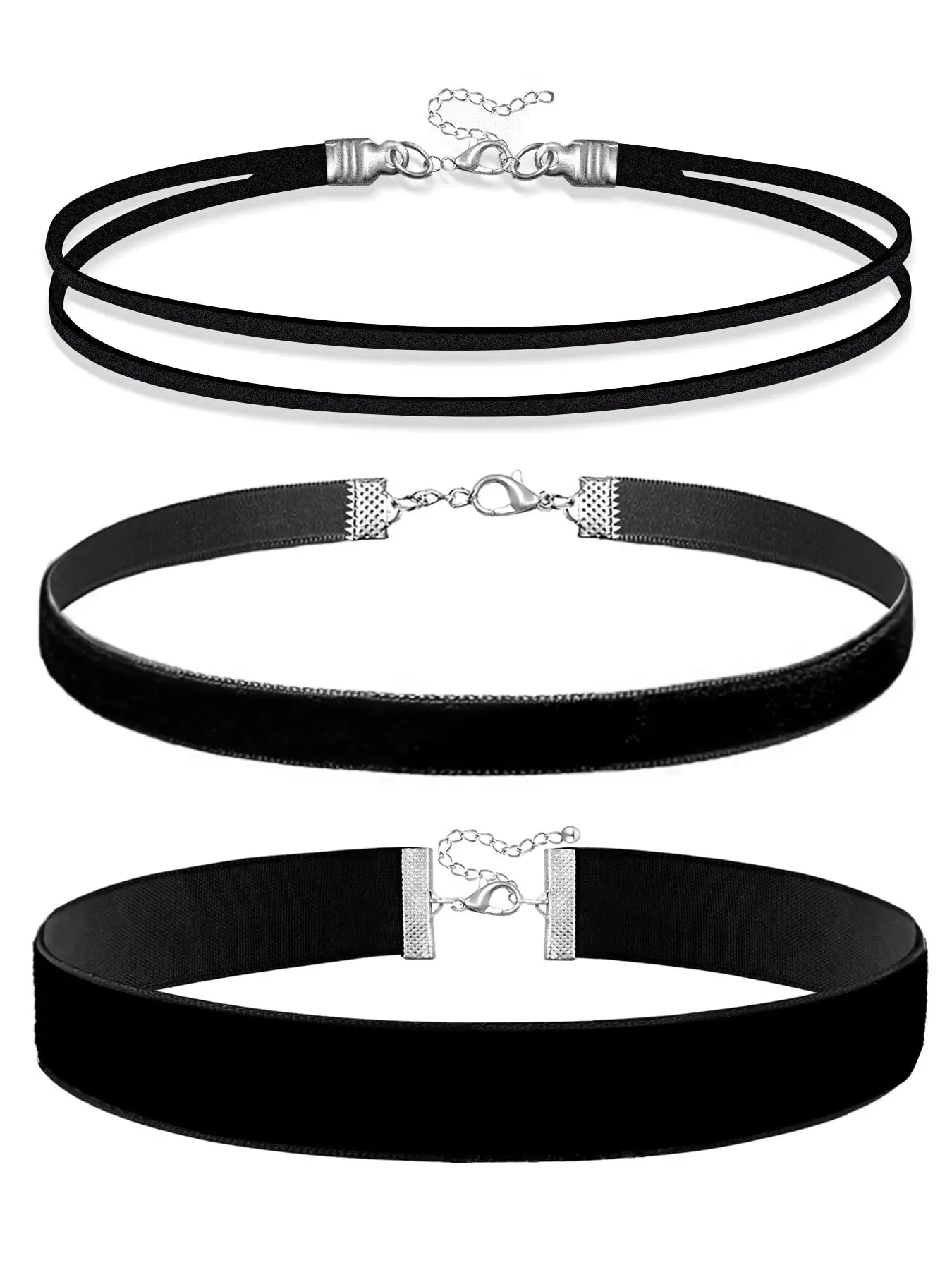 3pcs Black Choker Necklace for Women Black Velvet Choker Set Layered Black Choker Necklaces Classic Chokers for Women Adjustable Gothic Black Necklace for Halloween Party Cosplay Christmas Birthday Jewelry Gifts Chain Necklace Choker