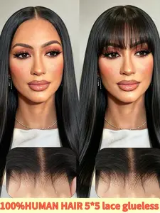 5*5 Glueless Human Hair Wig Wear and Go Pre-Cut and Pre-Plucked Beginner Friendly Long Straight Natural Looking Wigs  20-28 Inch