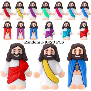 10/20 PCS Mini Jesus Figures Tiny Jesus Loves You Figurine Little Religious Christ Savior Doll to Hide and Seek for Sunday Easter Egg Stuffers Gift