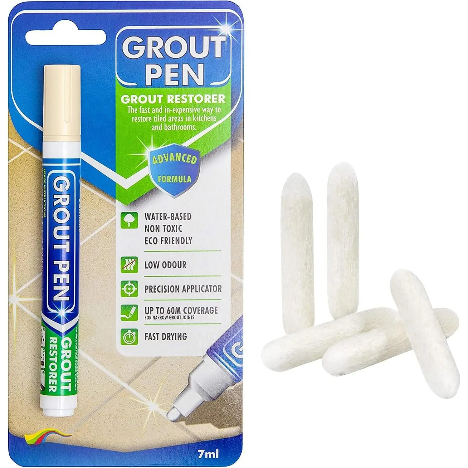 Grout Pen Tile  Marker: Yellow Cream Narrow 5mm with 5 Pack  Tips -  Grout Colorant and Sealer Pen to Renew, Repair, and  Tile Grout - Cleaner Coating Stain Pens