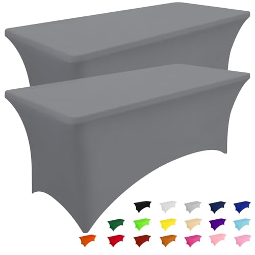 Kitinjoy Machine Washable Retangle Spandex Table Cloths Super Elastic Stretch Tablecloths Wedding Christmas Parties Table Covers