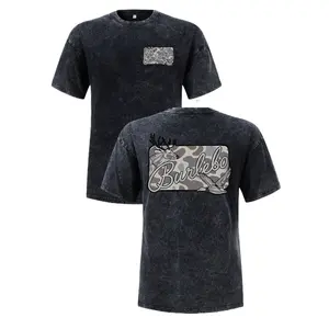 Burleb Camo Deer & Duck Graphic T-Shirt – Acid Washed Hunting Style Tee, Casual Fabric for Daily, Outdoor & Hunting-Themed Outfit, Gift for Deer Hunters & Southern Hunting Fans