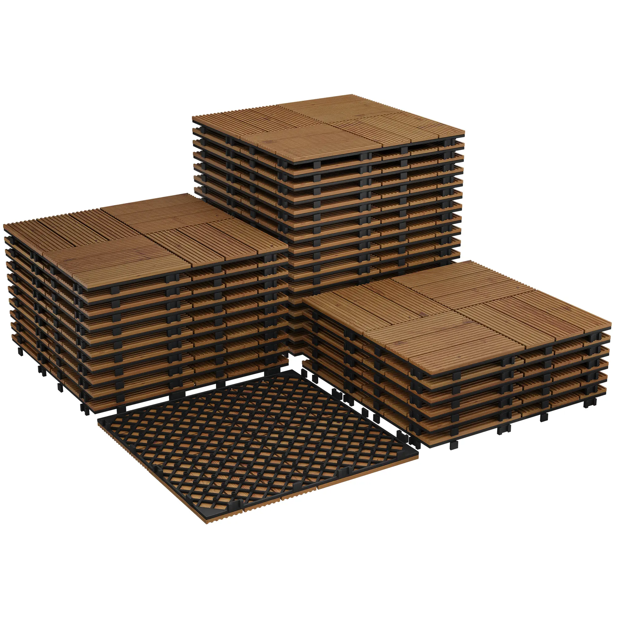 Gaomon 22-Piece 12"x12" Acacia Wood Interlocking Deck Tiles, Commercial-Grade Durable All-Weather Waterproof Solid Wood Flooring for Patio, Balcony, Durability