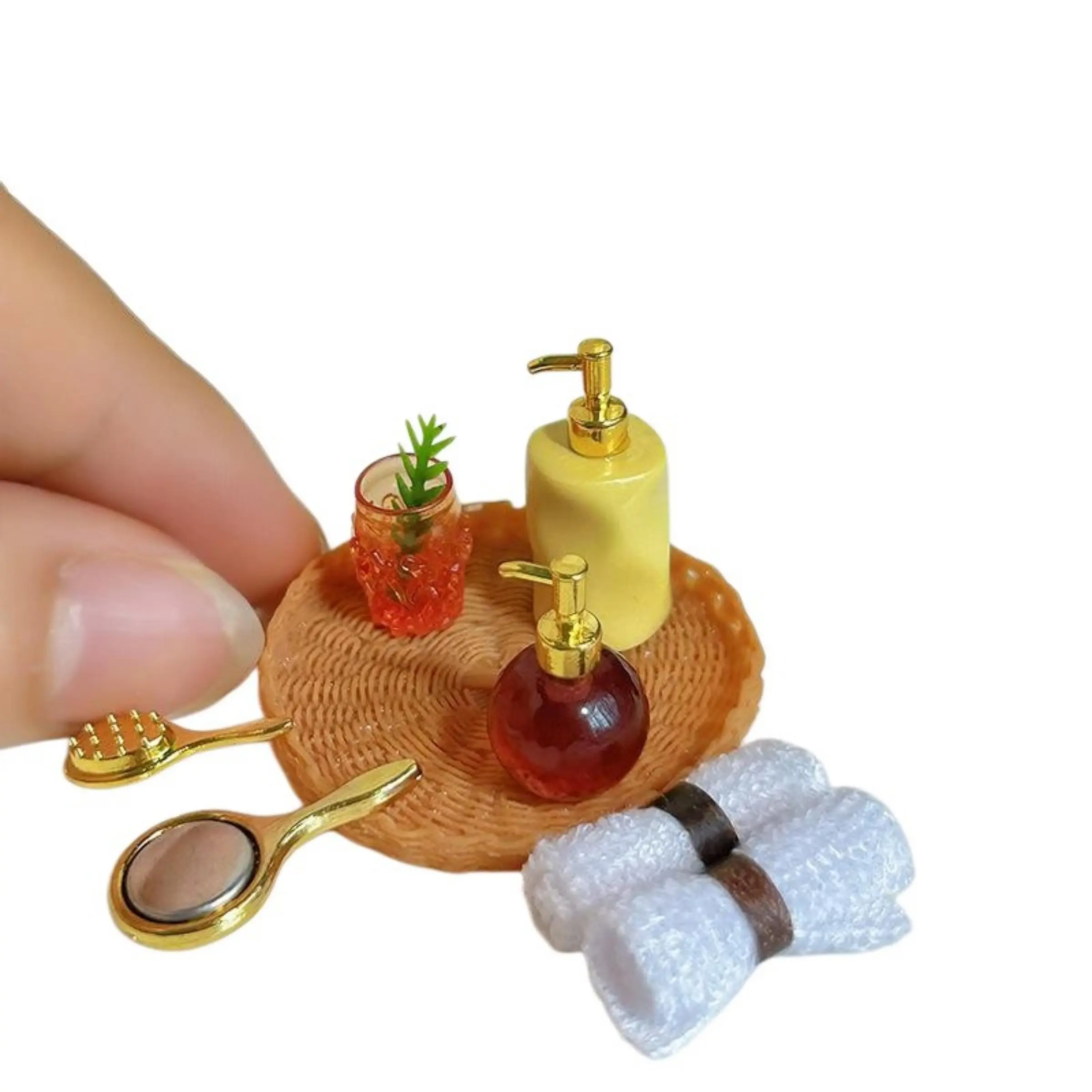8-Piece 1:12 Scale Resin Miniature Bathroom Countertop Decor Set, Dollhouse Accessories, Detailed Craftsmanship, Perfect Gift, Doll House Accessory