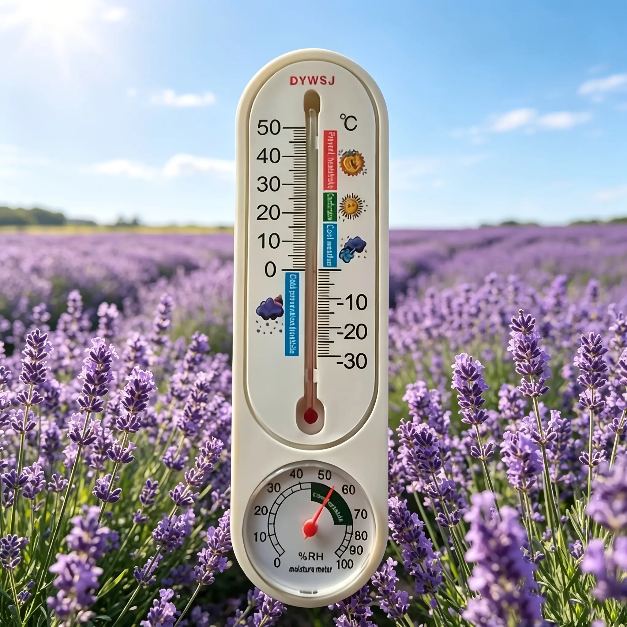 Compact Temperature Meter, No Battery Needed, Indoor/outdoor Use, 1°c Precision, Durable Plastic and Glass Design, Home Office Travel, Temperature Thermometer