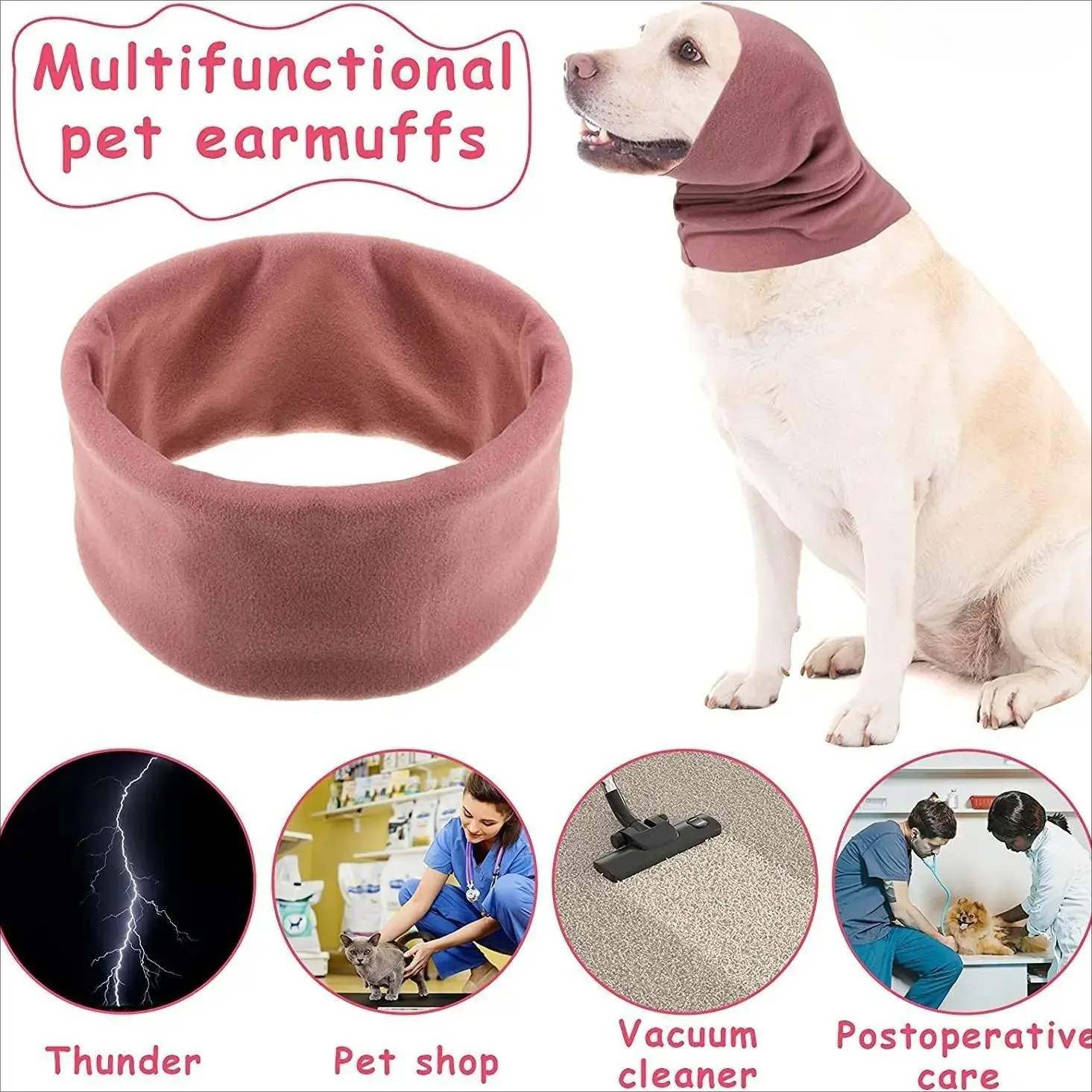 Dog Ear Protection Headband, Soft Noise Reduction Ear Muffs for Dogs & Cats, Comfortable Pet Ear Cover for Grooming, Bathing & Daily Care