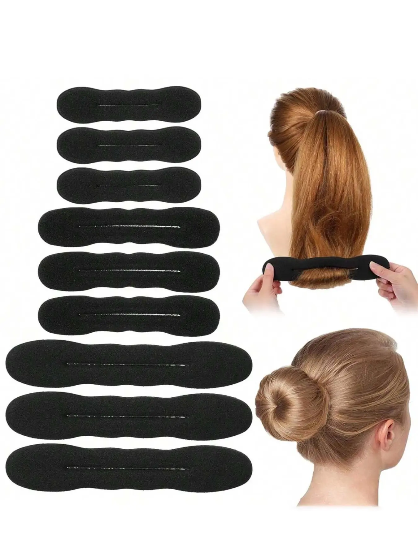 9pcs Hair Bun Maker Sponge, Magic Clip Curling Tool, Foam Hair Styling Accessories, Hair Accessory, Easy Rollers for Ballet, French Twist, Thin Curls, Straight Waves