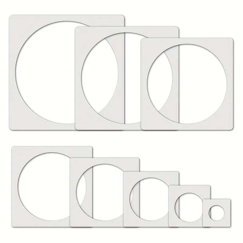 8 large circular painting templates, reusable plastic circular stencils suitable for fabric, wallpaper, art projects, and home decoration