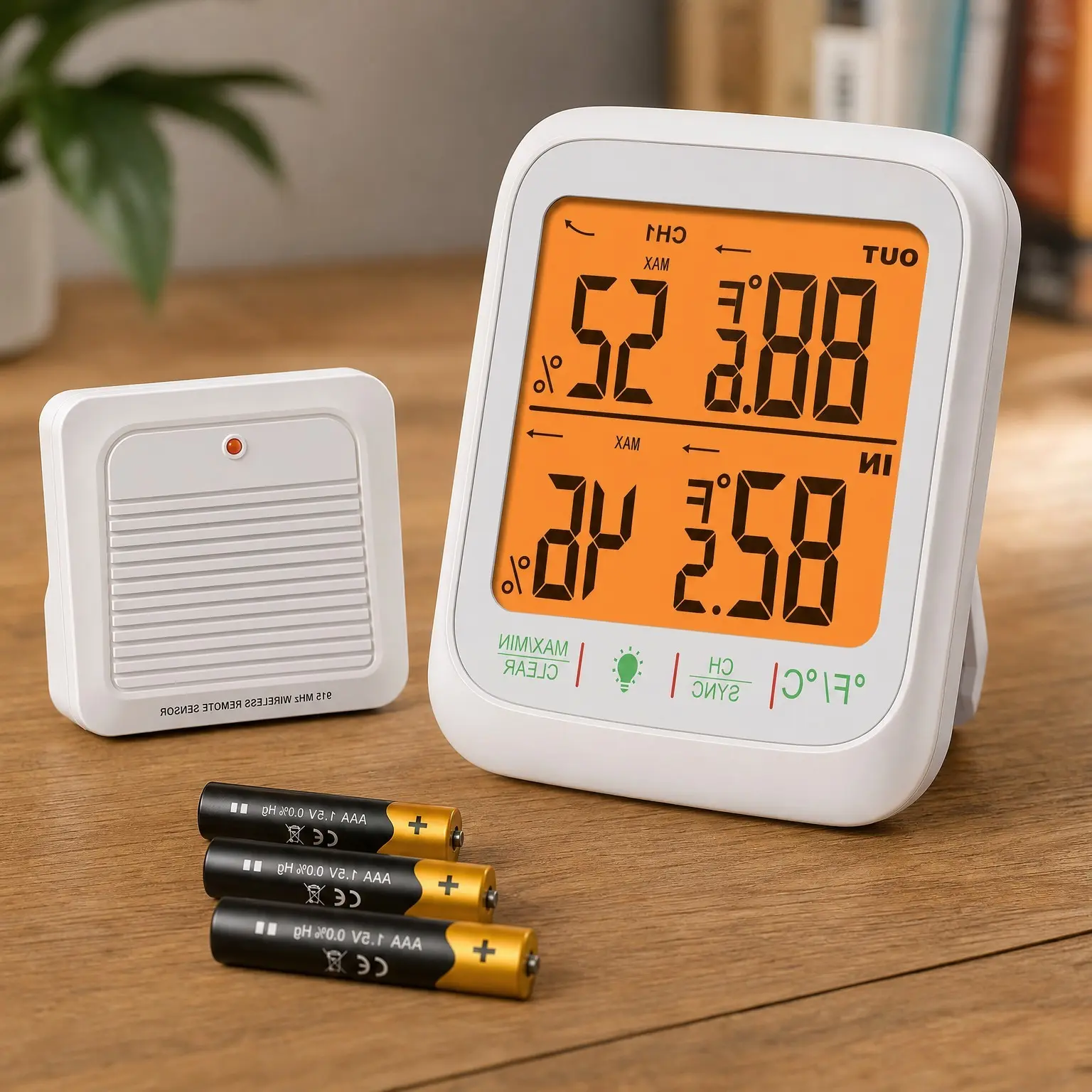 Indoor Outdoor Thermometer with Wireless Sensor, 1000 FT Range