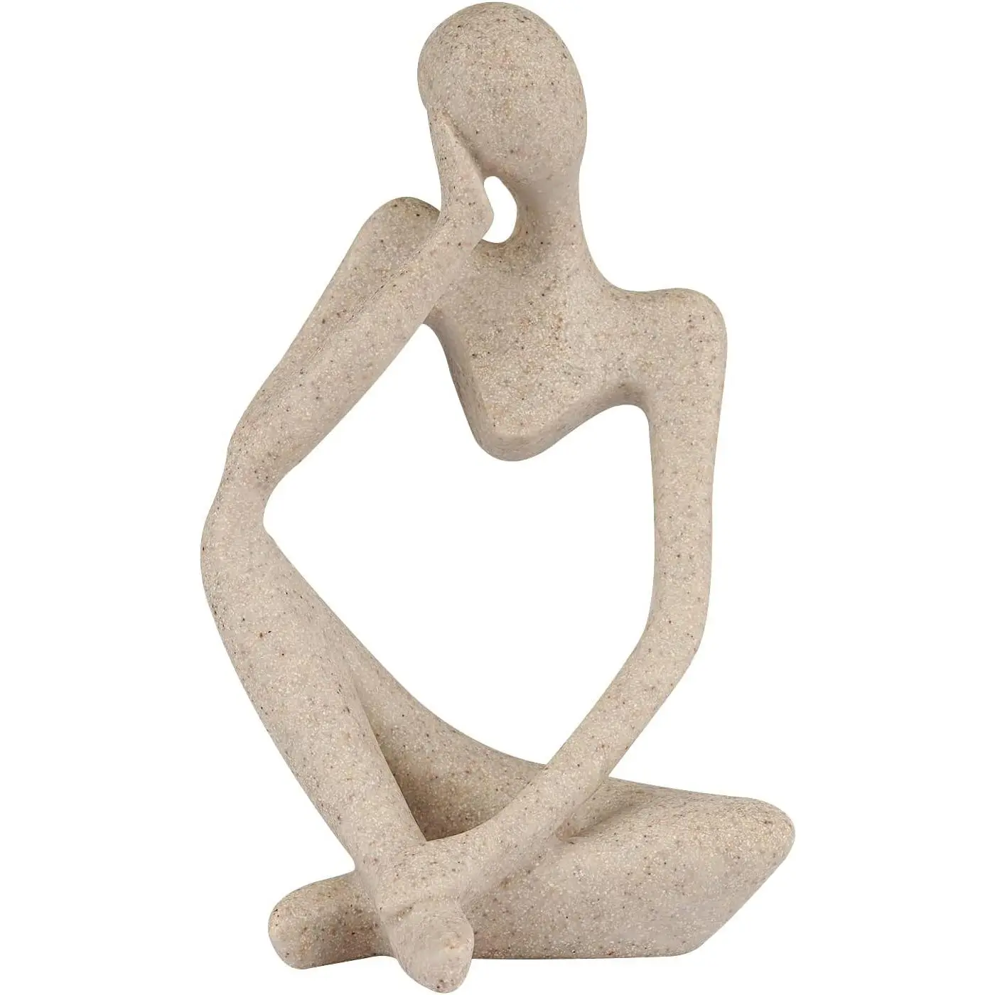 1 Pc Hollow Small Sandstone Thinker-Style Abstract Art Sculpture - Compact Synthetic Stone Collectible Figurine, Modern Home Decor for Office Bookshelf or Desktop