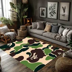 Classic Bape Camo Ape Head Print Crystal Velvet Non-Slip Streetwear Style Area Rug #BapeCamoFloorMat #ApeHeadStreetCarpet #CamouflageHomeDecor #CrystalVelvetRug