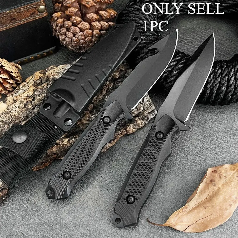 High Hardness Survival Fixed Blade Knife with Sheath, 5cr13mov Blade Abs Plastic Handle, Outdoor Camping Self-Defense Cutting Knife