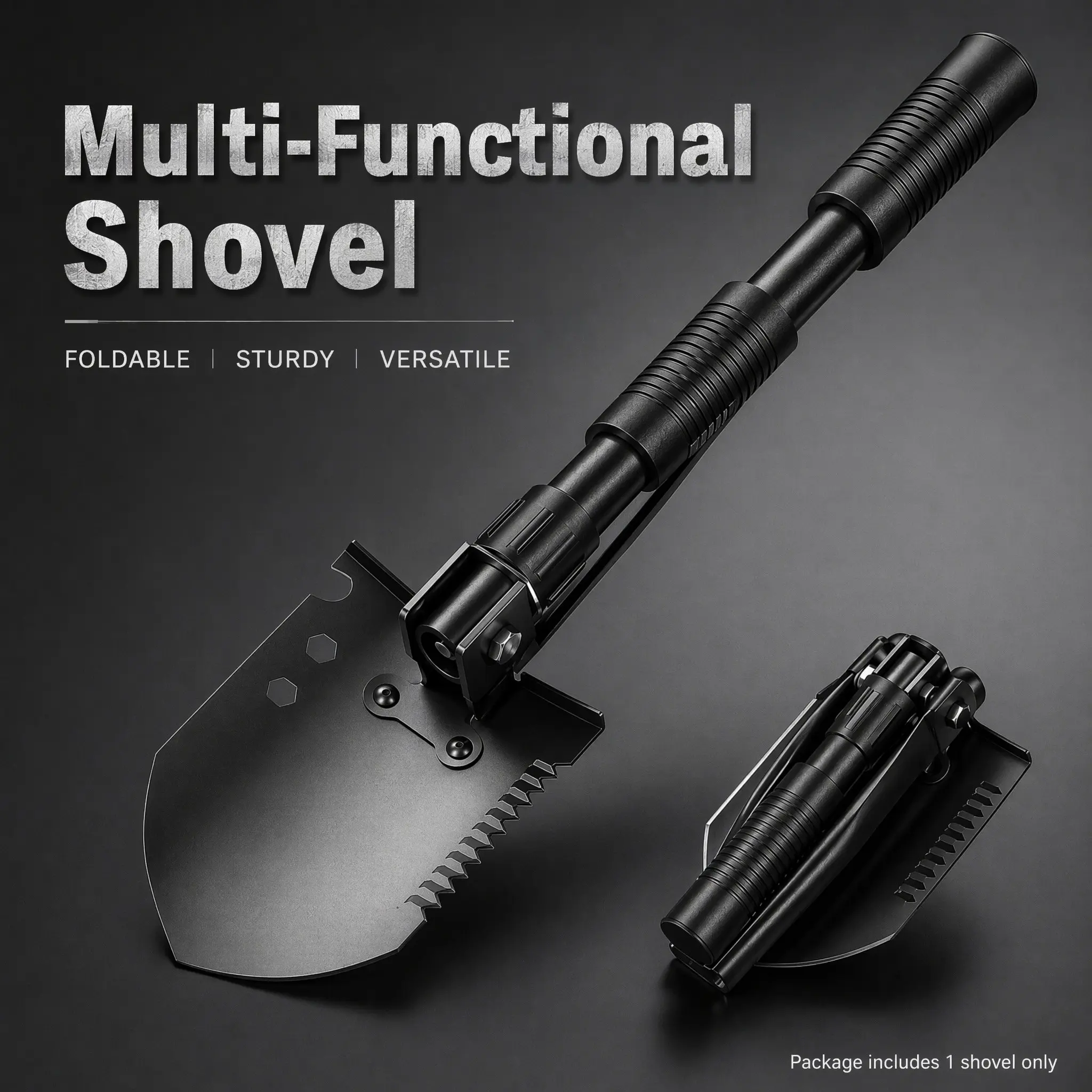 Multifunctional Folding Shovel 3in1 Outdoor Garden Camping Tool Portable Durable Lightweight Weed Dig Emergency Survival Shovel