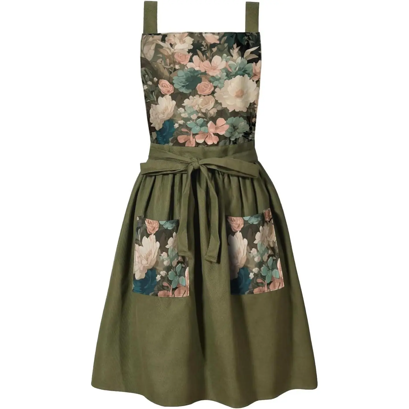 Cute Apron Dress for Women with Pockets,  Pinafore Aprons for Cooking,Baking,Kitchen,Gardening