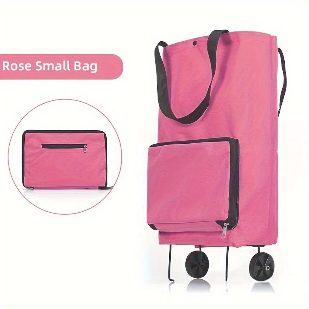 Foldable Rolling Shopping Bag with Wheels, Large Capacity Reusable Trolley Tote, Lightweight Space-Saving for Groceries, Laundry & Travel