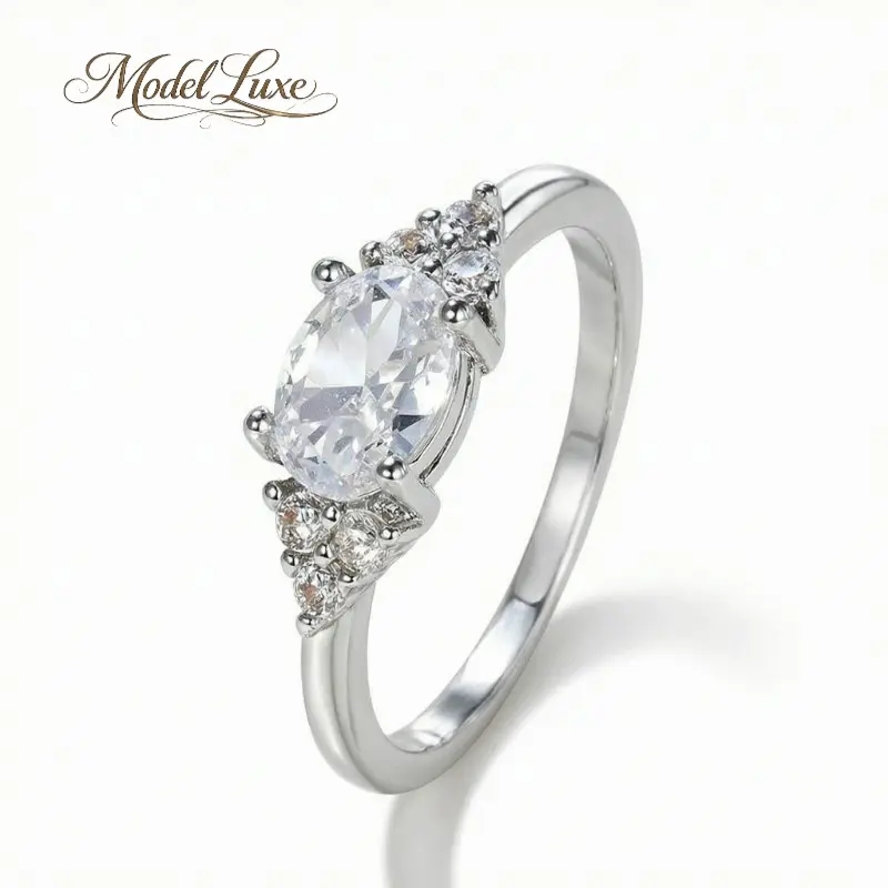 ModelLuxe Peridot Rose Gold Look Four-Prong Zircon Ring| Minimalist Unisex Jewelry