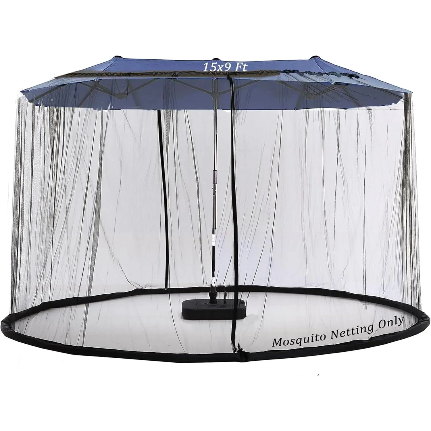15FT Mosquito Netting for Patio Umbrella Double Sided Patio Umbrella Canopy Netting &10X10 Ft Gazebo (Black)(Does Not Contain Gazebo Patio Umbrela) (15FT Black)