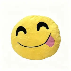 Funny Tongue Out Emoji Pillow, Plush Toy with Smiling Face, Cozy Hug Pillow, Perfect Gift for Kids and Adults, Soft and Cuddly