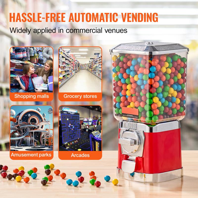 VEVOR 17/21/ 25inch H Gum Ball Machine Vending Machine Coin Bank Retro Candy Dispenser PC Blue/Yellow/Red