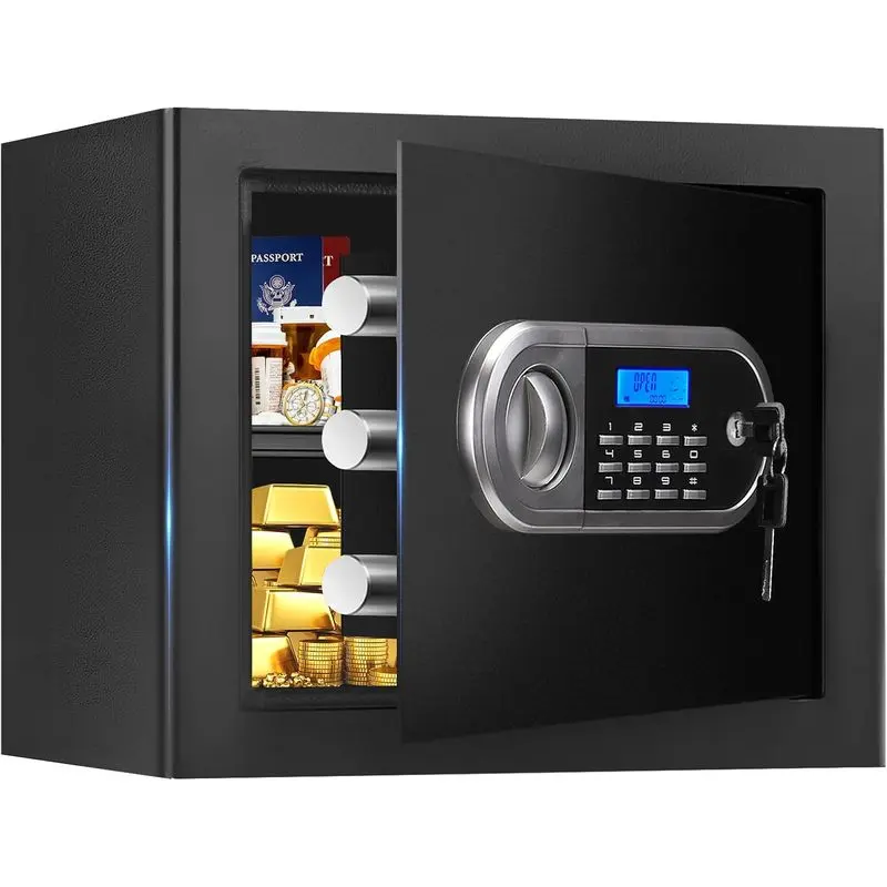 1.3 Cuft Small Fire Proof Safe for Home Documents, Passports, Anti-theft Safes for Home Use Fire and Water Proof with Combination Lock, Smart Alert System and Removable Shelf, Digital Document Safe for Jewelry
