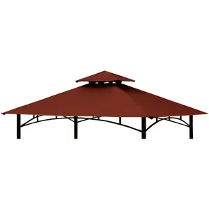 Grill Gazebo Replacement Canopy Top Cover 5×8 Double Tiered BBQ Roof ONLY FIT for Gazebo Model L-GG001PST-F Burgundy