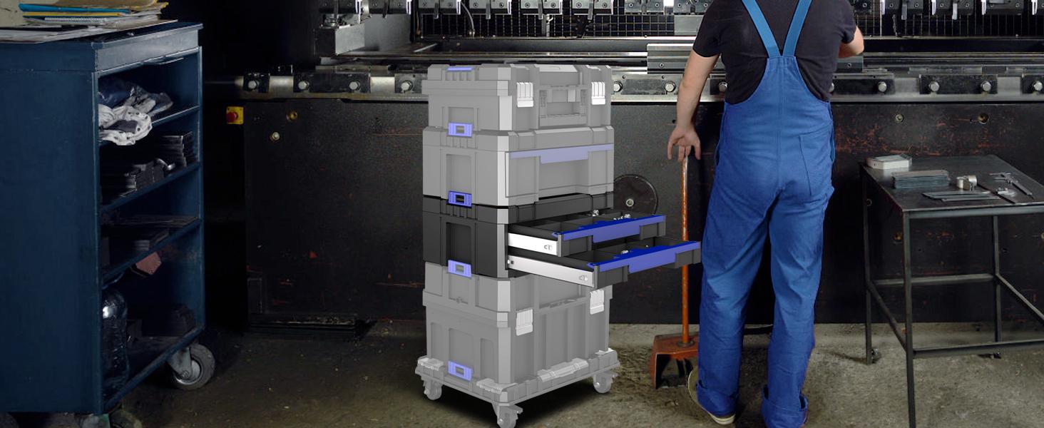 18 Inch Tool Box with Drawers| Stackable Modular Tool Organizer Box System|| Home Repair| Use| (SC1-B)