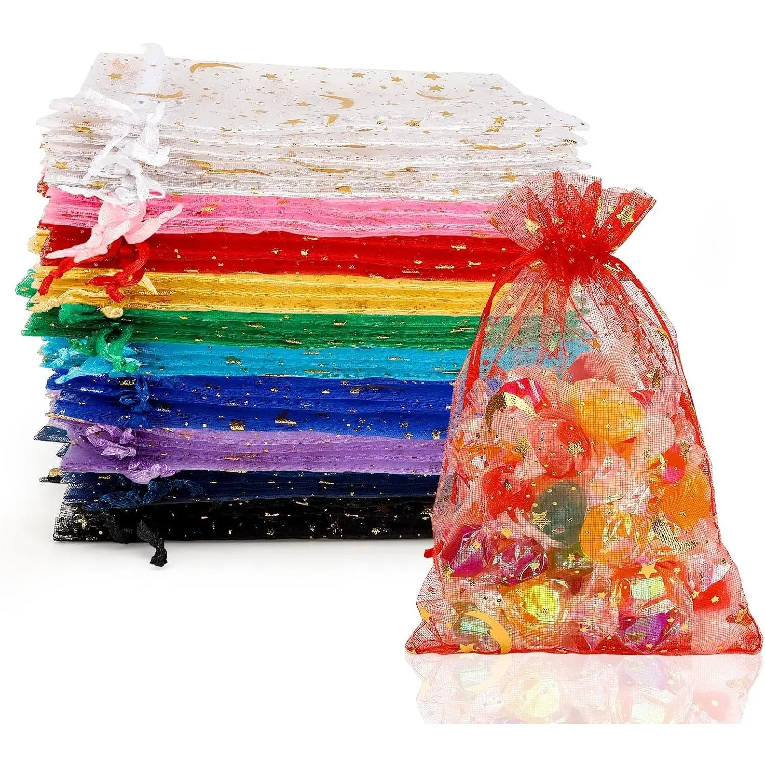 Organza Bags 4x6 Small Mesh Bag Drawstring 50 Pcs Mesh Gift Bags Drawstring Pouch Jewelry Pouches Bulk Wedding Favor Bag Gift Pouch for Candy Make up Soaps Birthday Festival Party Supplies