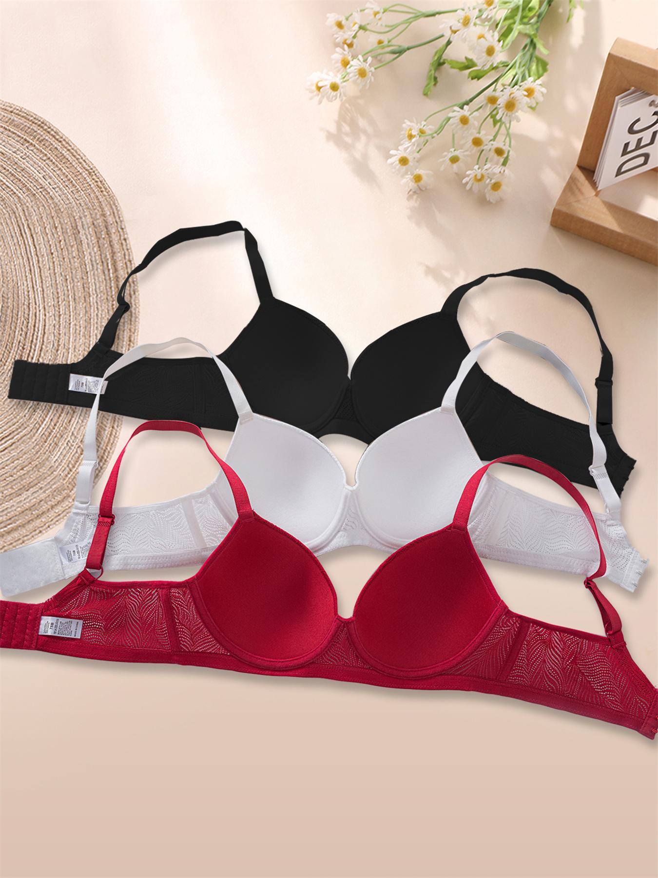 Women's Leaf Pattern Underwire Bra, Adjustable Strap Backless Push Up Bra, Soft Comfortable Breathable Lingerie for Daily Wear