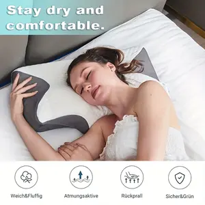 Comfort Ergonomic Cervical Pillow, Memory Foam Contour Neck Pillow for Side, Back And Stomach Sleepers with Cooling Pillowcase
