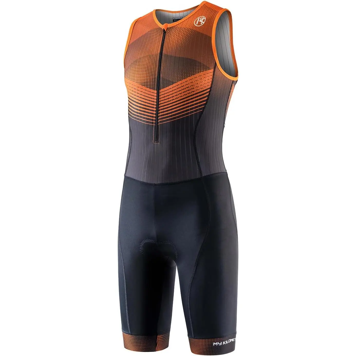 MY KILOMETRE Triathlon Suits Mens One-Piece Sleeveless Padded Quick-Dry Swim Bike Run with Pockets