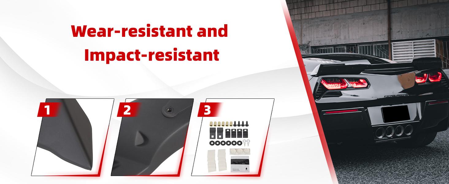 Rear Spoiler & Side Winglets Compatible with 2014-2019 Chevy Corvette C7 Exterior Rear Spoiler Wing Tail Roof Top Lid Stage 2 Style