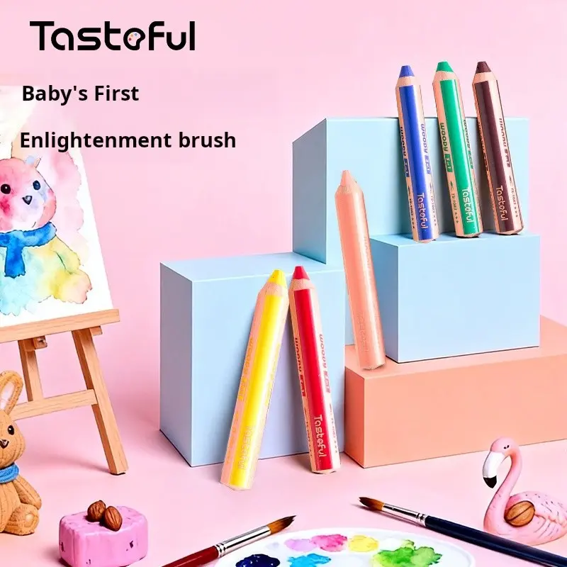 Three-In-One Fat Wax Crayons, Water-Soluble, Easy to Wash, Smooth Texture, No Shavings, Highly Durable, Ideal for Drawing and Coloring
