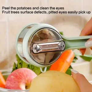 2-in-1 Multifunctional Fruit and Vegetable Peeler - with Storage Box, Serrated Stainless Steel Blade, Food Safe PET - Ideal for Kitchen and Dorm Use