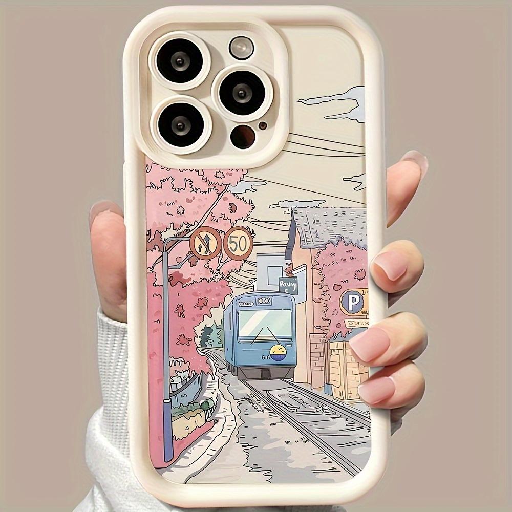 Phone Case - White Bamboo Pink Cherry Blossom Track Pattern for iPhone 17 E Air Pro ProMax iPhone16 15 14 Plus 13 12 Mini 11 X XS XR