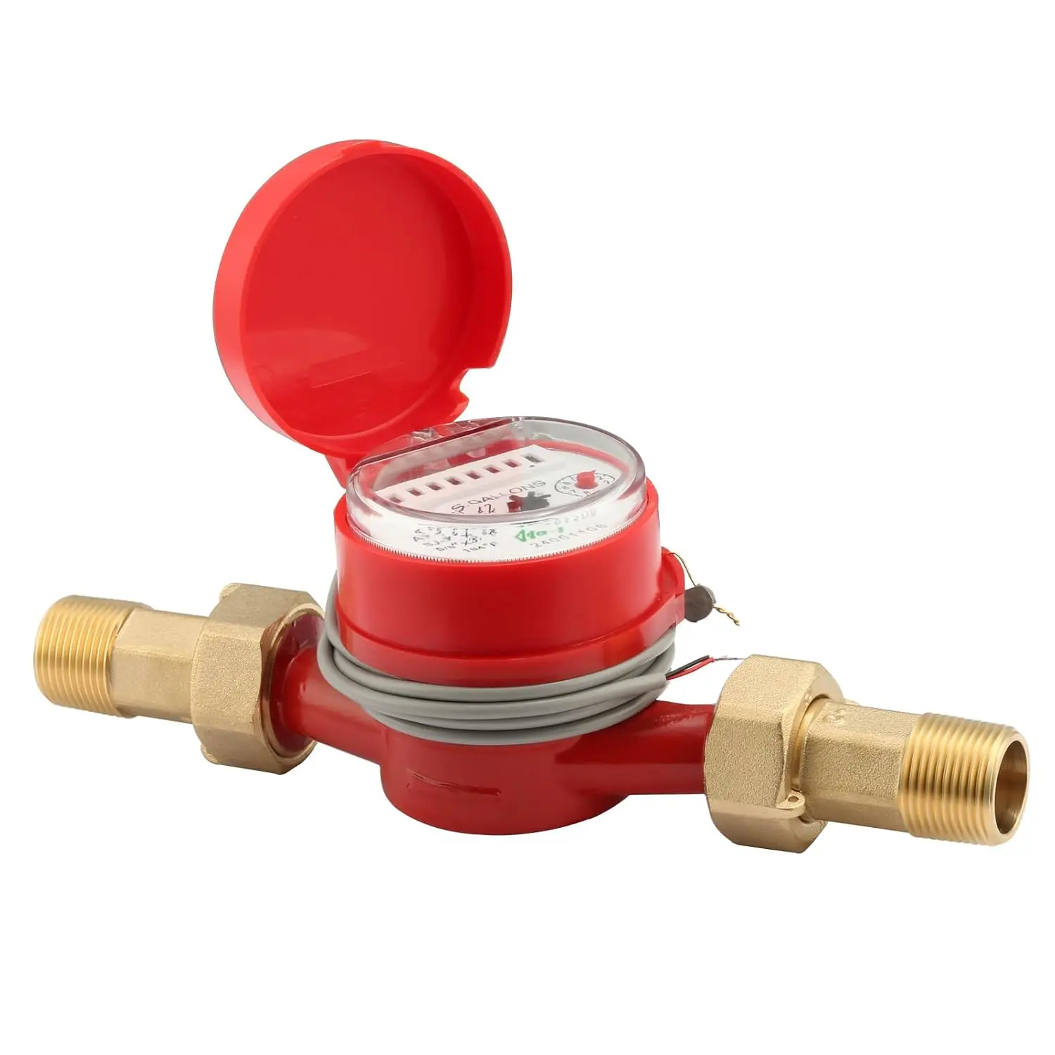 DN20 Water Meter 3/4" NPT, AWWA C712 Certification Gallon Water Flow Meter with Pulse Output, Cold and Hot Water Meter for Garden//Apartment, Horizontal Install.