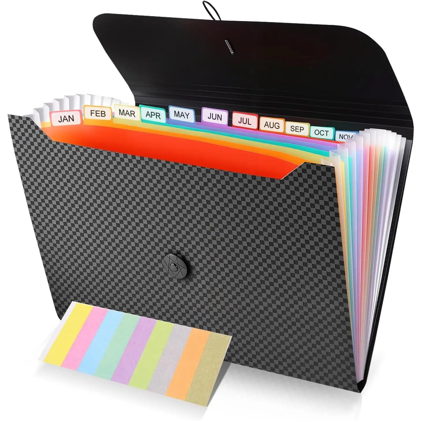 13 Pocket Expanding File Organizer, Accordion Document Folder | with Color-Coded Labels, A4 Letter Size, , Large Capacity, Paper Receipt Bill Holder for  Office School Travel
