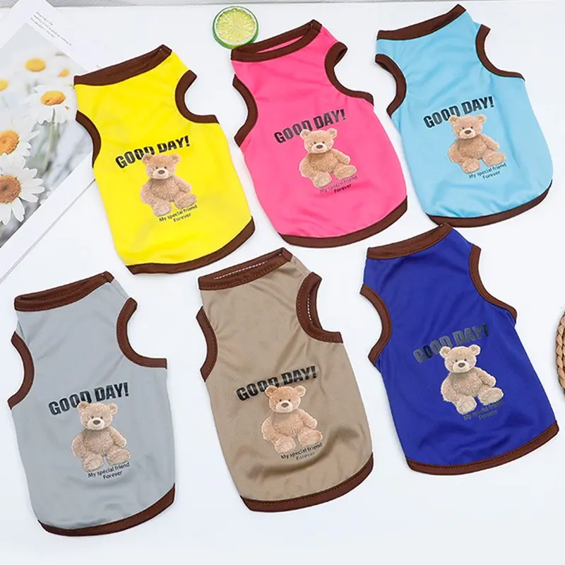 Petmall Puppy vest teddy bear print cute Chihuahua Shih Tzu clothes