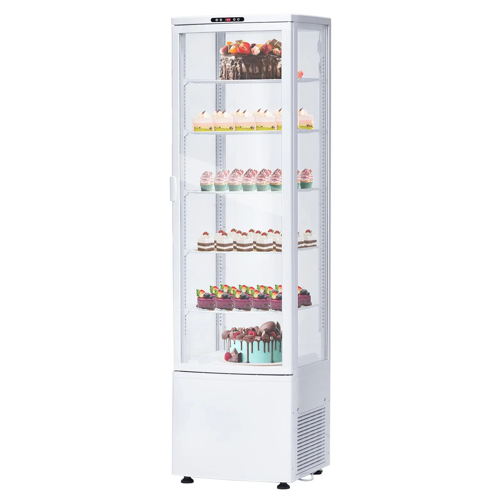 10.52 Cu Ft Commercial Countertop Auto-Defrost Display Refrigerator - Bright LED Lighting - Sliding Glass Door - Adjustable Rust-Resistant Shelves - Pastry & Beverage Cooler - For Restaurant