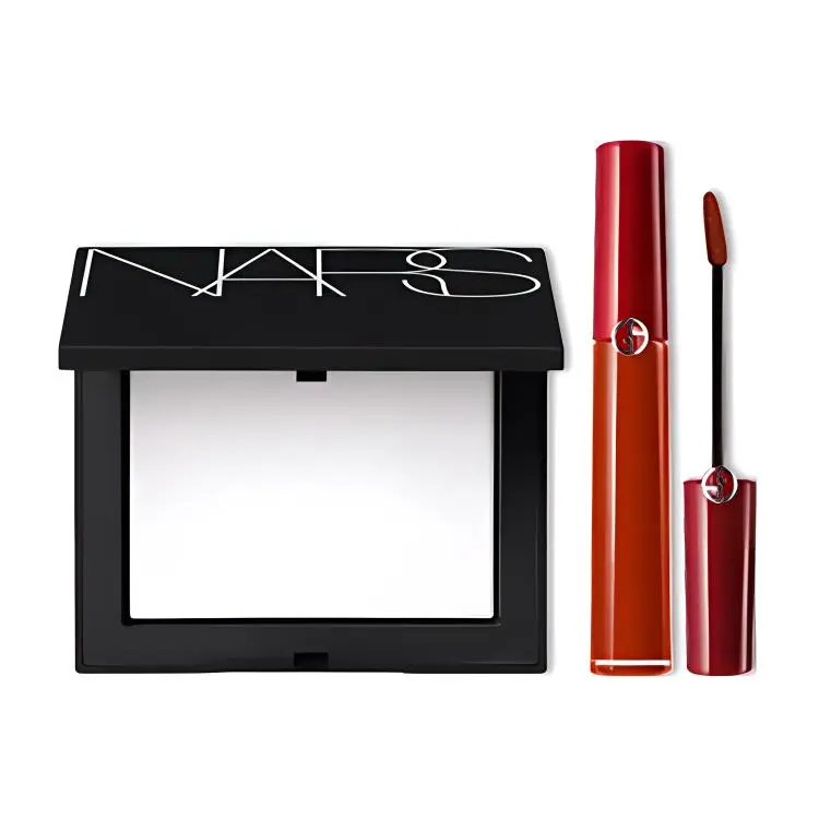 NARS Large White Cake Armani Red Tube Liquid Lipstick Makeup Sets Oil Control Complexion Setting 10g+6.5ml