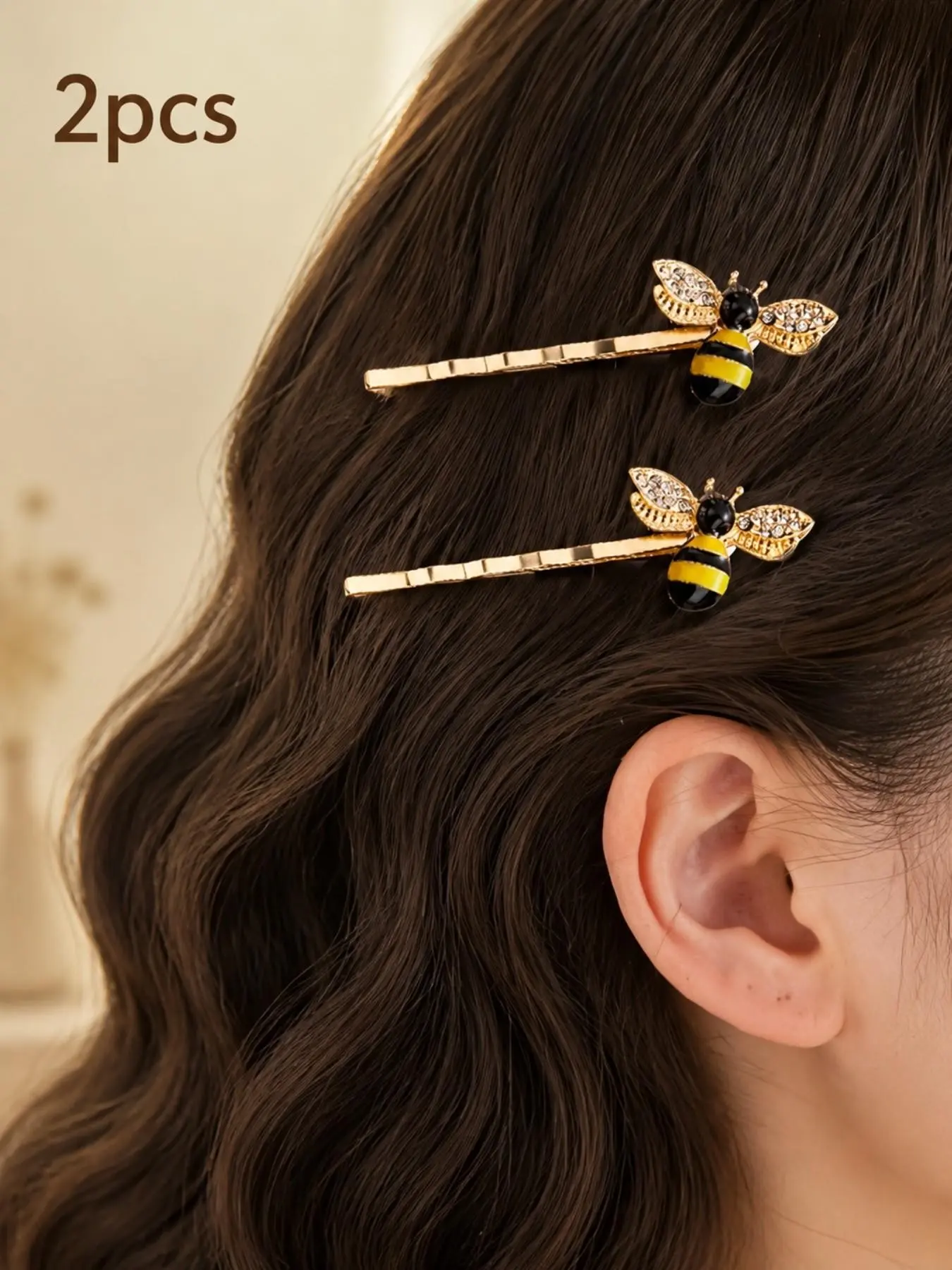 2pcs Rhinestone Bee Hair Pins, Vintage Bobby Clips for Women, Y2K Hairstyles, Parties & Everyday Looks, Elegant Hair Accessories