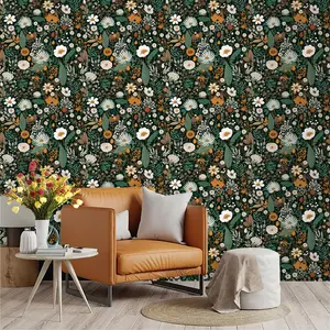 Plant Leaf Floral Wallpaper, PVC Adhesive Backing, Easy Peel & Stick, Ideal for Kitchen/living Room/bedroom Decor, Large Area Wall Transformation