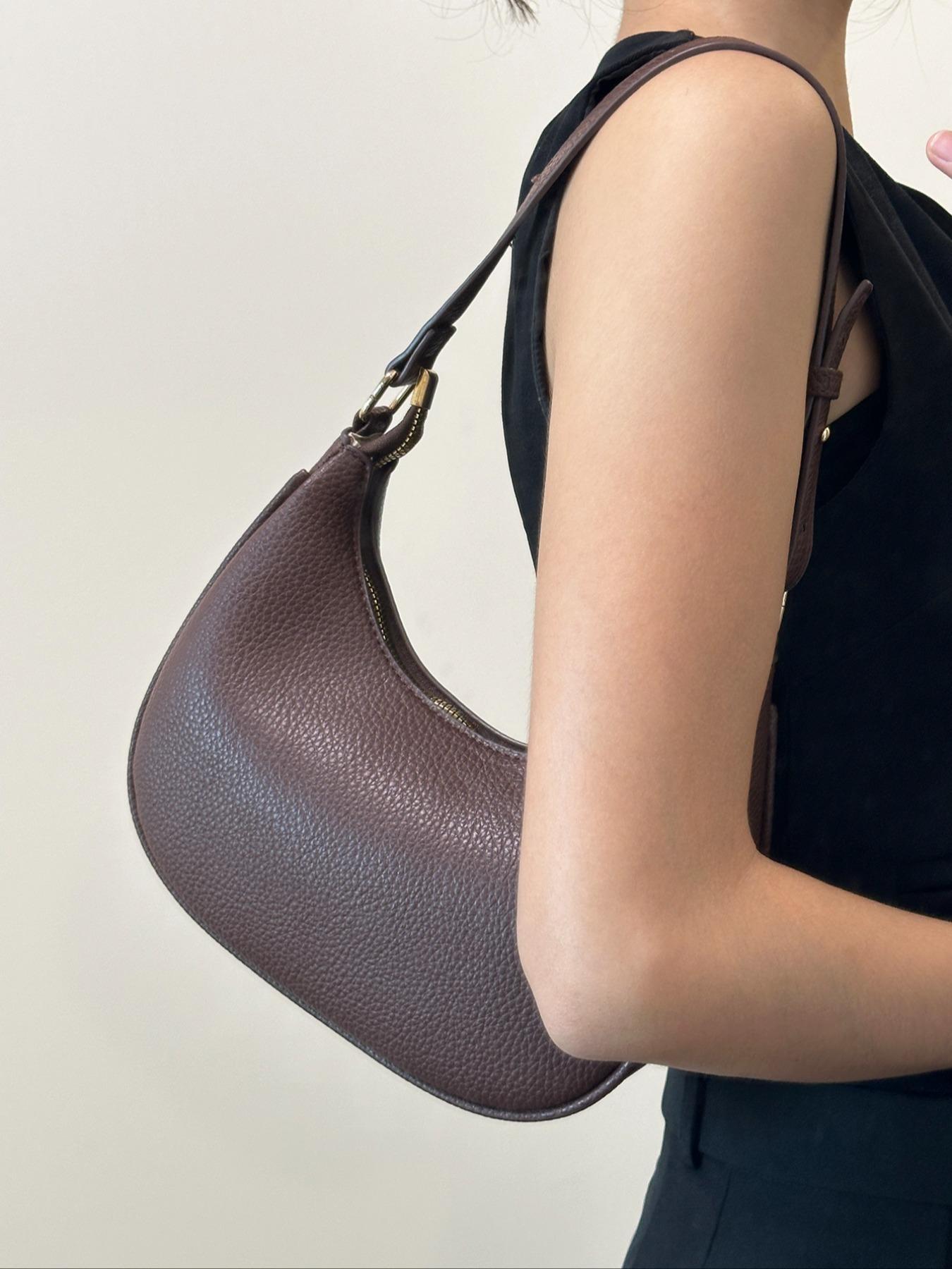 Women's Simple Style Plain Color Moon Shaped Shoulder Bag, Casual Trendy Novelty Pu Leather Handheld Bag, Fashionable Hobo Bag for Daily Use, Crescent Bag