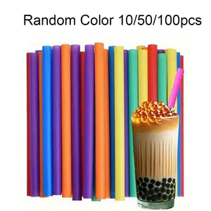 10/50/100PCS Colorful Pearl Straws, Extra Wide Smooth Milkshake Straws, Reusable PP Material, Ideal for Bubble Tea, Milkshake, Large Diameter Drinks