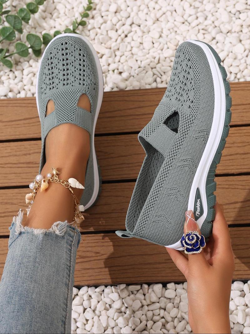 Women's Fashionable Plain Color Shoes, Casual Comfortable Breathable Shoes, Lightweight Slip Ons Breathable Shoes for Daily Wear