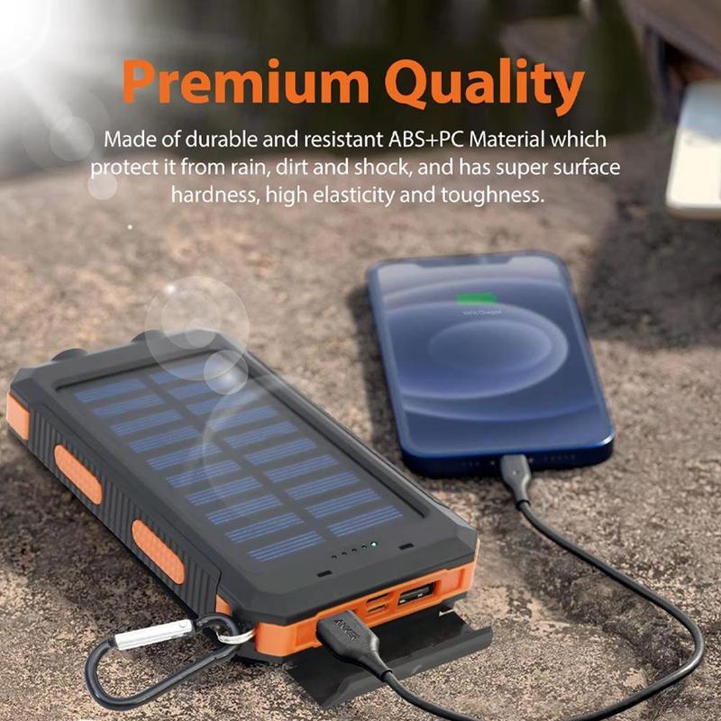 Solar Charger, 38800mAh Portable Type-C Solar Power Bank for All Cellphones, Waterproof Battery Pack, Outdoor External Backup Power Charger Three Outputs/LED Flashlights, Perfect for Camping Travel