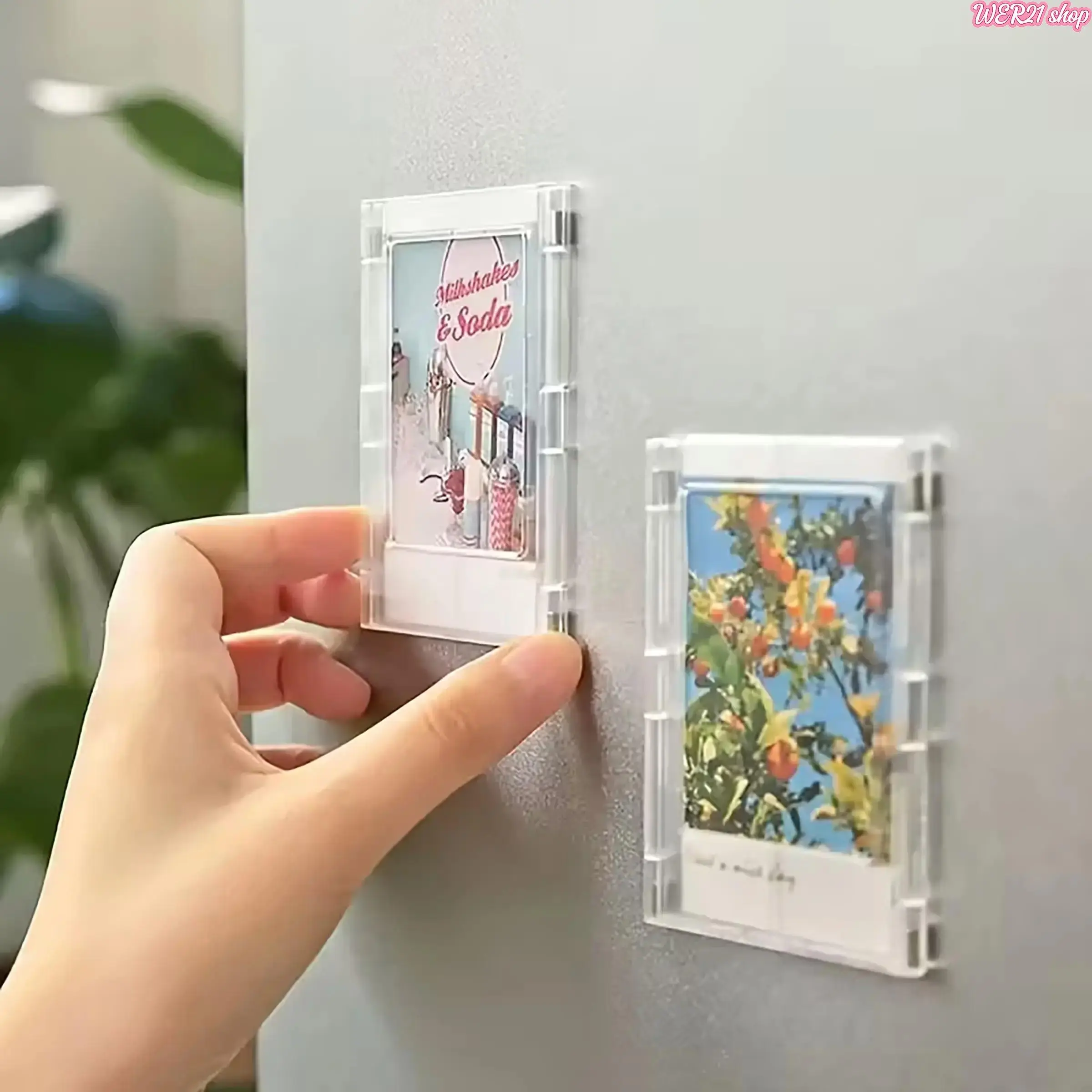 14/7pcs Magnetic Photo Frames for Fridge, Magnetic Picture Frame, Mini Polaroid Photo Display Frames, Compatible with Fujifilm Instax Film, Family Photo Card Display for Home, Living Room, Office, and Christmas Decor, Photo Decorations